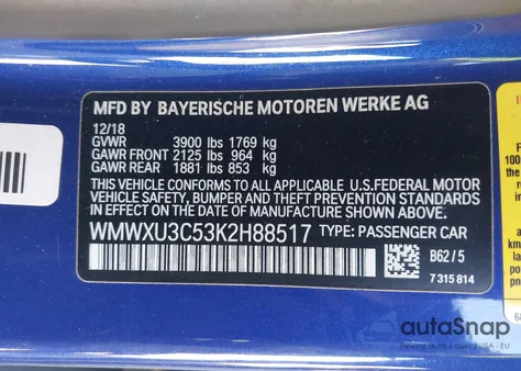 2019 Mini Hardtop Cooper S from USA, damaged, VIN WMWXU3C53K2H88517